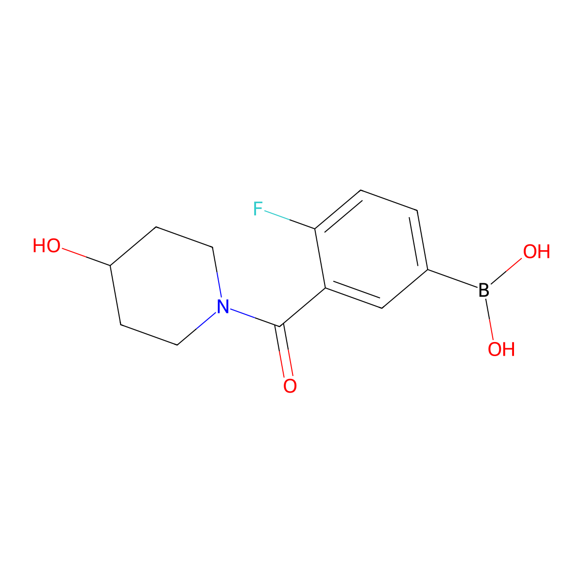 (4-Fluoro-3-(4-hydroxypiperidine-1-carbonyl)phenyl)boronic acid molecular structure, CAS 1704080-43-2