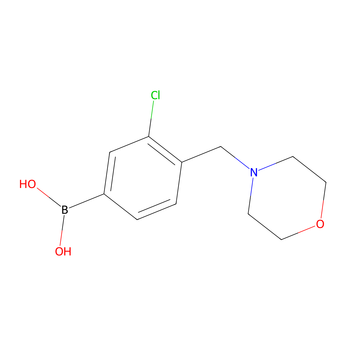 (3-Chloro-4-(morpholinomethyl)phenyl)boronic acid molecular structure, CAS 1704080-60-3