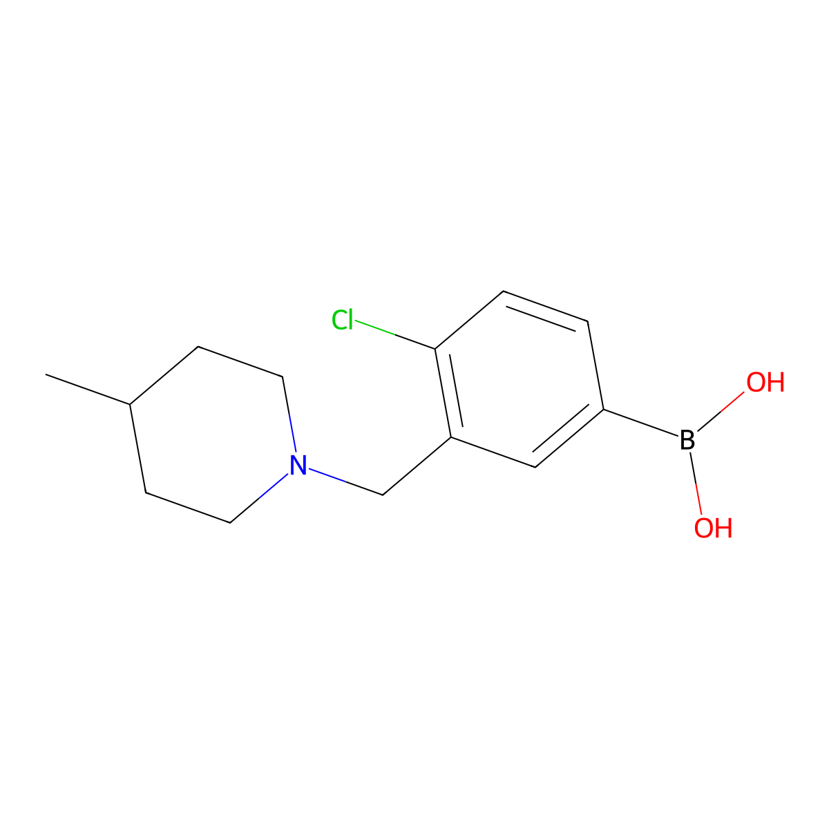 (4-Chloro-3-((4-methylpiperidin-1-yl)methyl)phenyl)boronic acid molecular structure, CAS 1704080-68-1