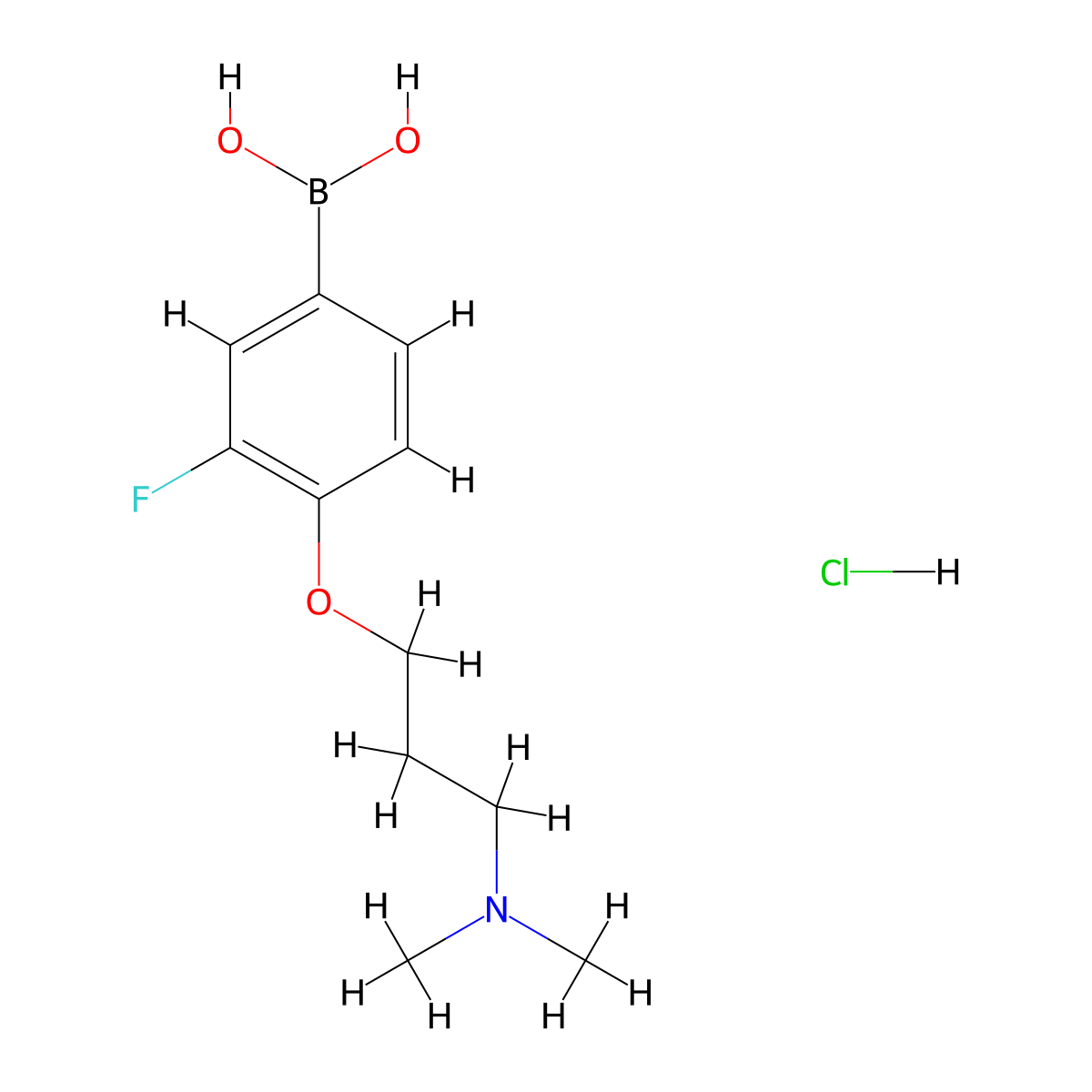 (4-(3-(Dimethylamino)propoxy)-3-fluorophenyl)boronic acid hydrochloride molecular structure, CAS 1704080-71-6