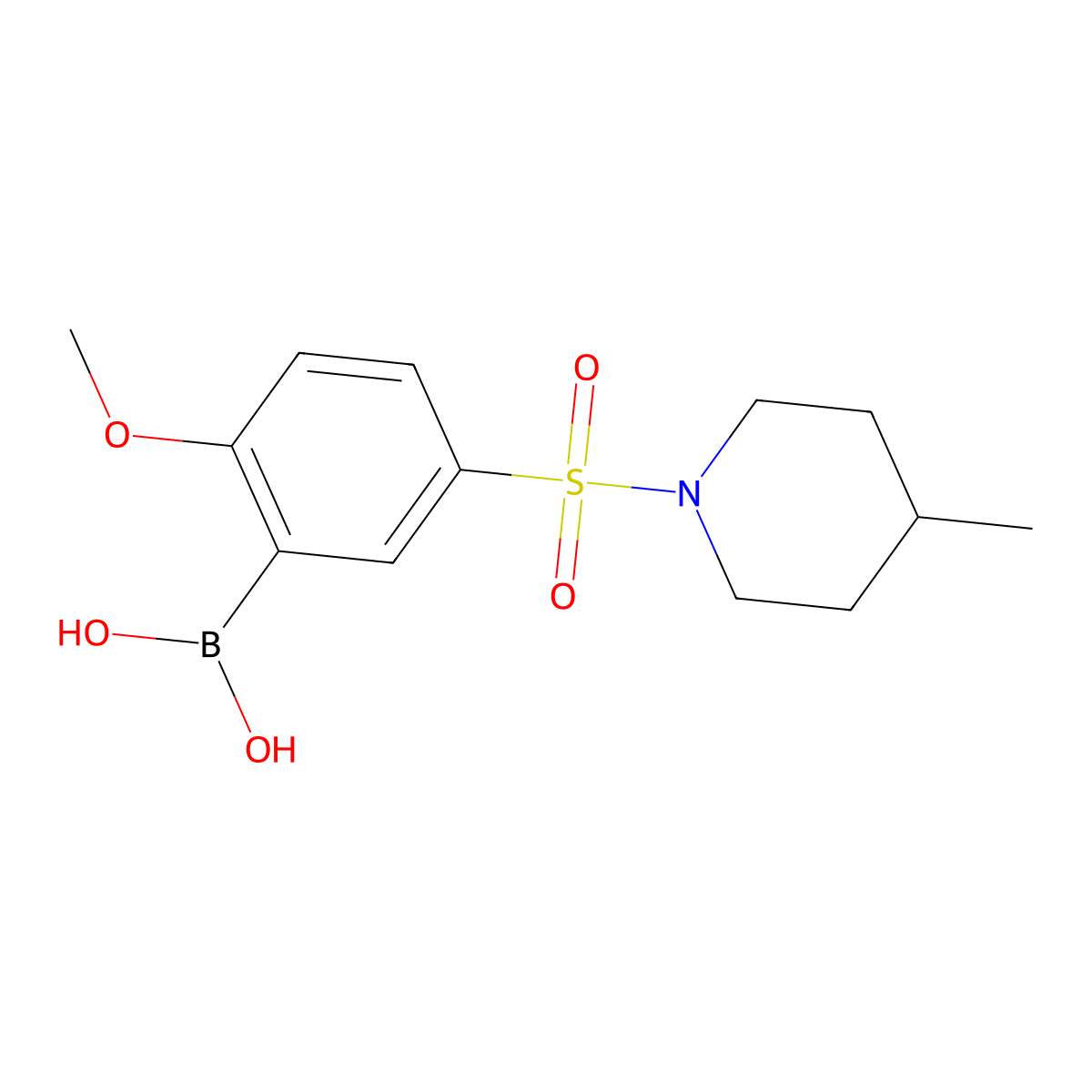 (2-Methoxy-5-((4-methylpiperidin-1-yl)sulfonyl)phenyl)boronic acid molecular structure, CAS 1704080-74-9