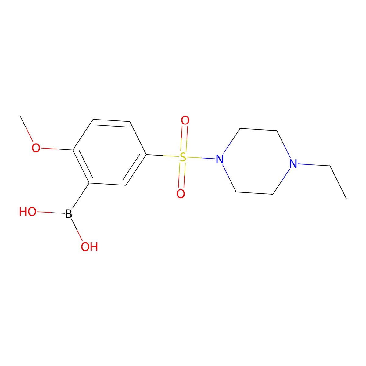 (5-((4-Ethylpiperazin-1-yl)sulfonyl)-2-methoxyphenyl)boronic acid molecular structure, CAS 1704080-76-1