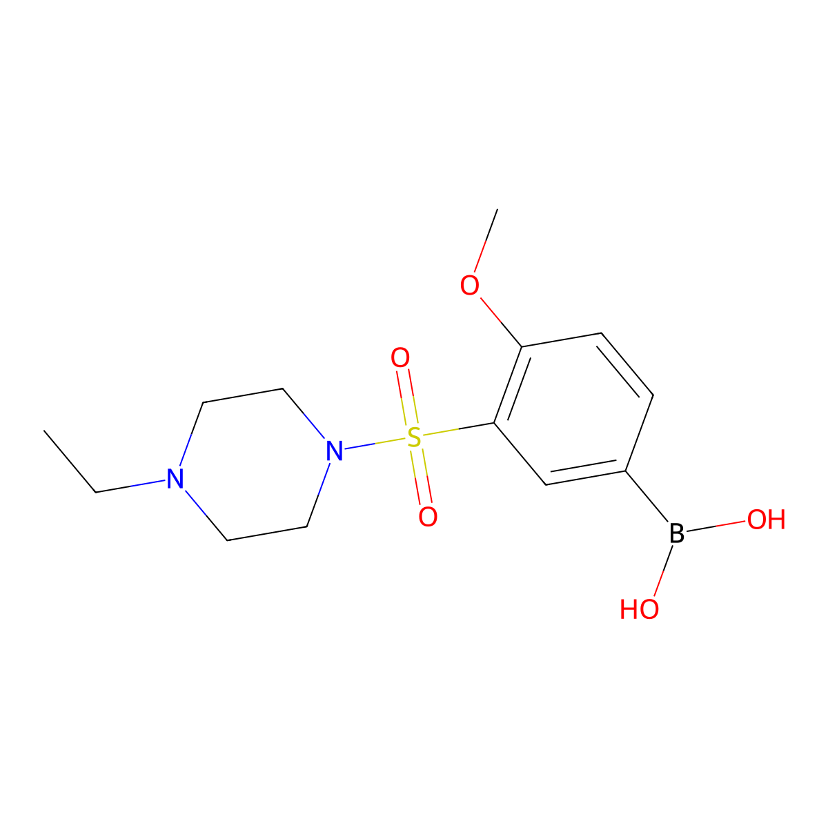 (3-((4-Ethylpiperazin-1-yl)sulfonyl)-4-methoxyphenyl)boronic acid molecular structure, CAS 1704080-83-0