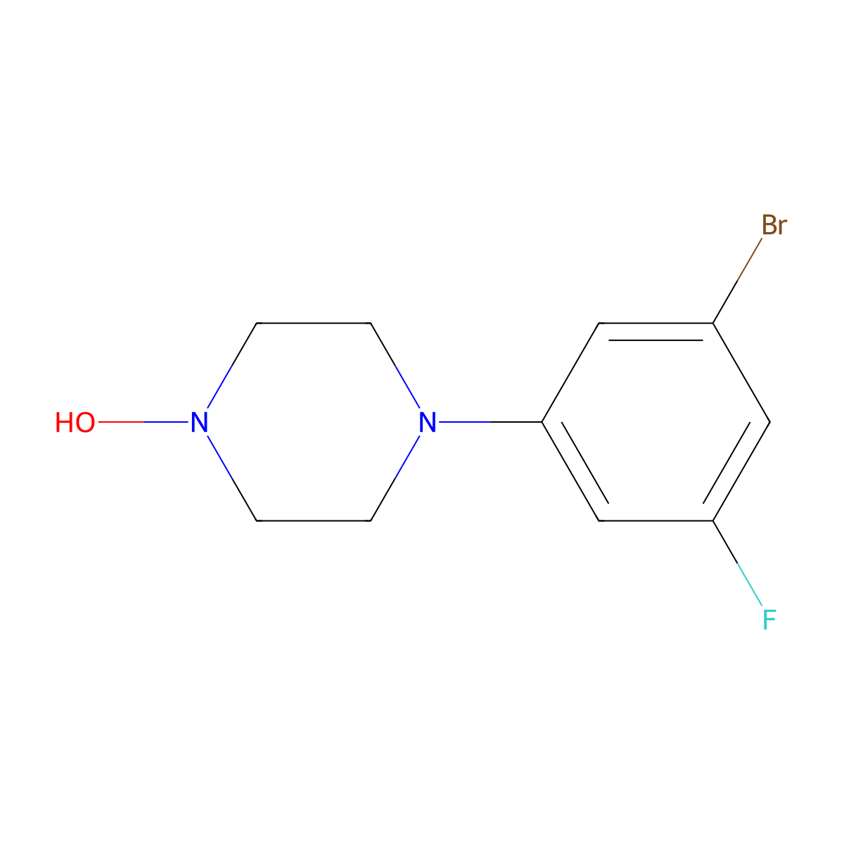 4-(3-Bromo-5-fluorophenyl)piperazin-1-ol molecular structure, CAS 1704080-86-3