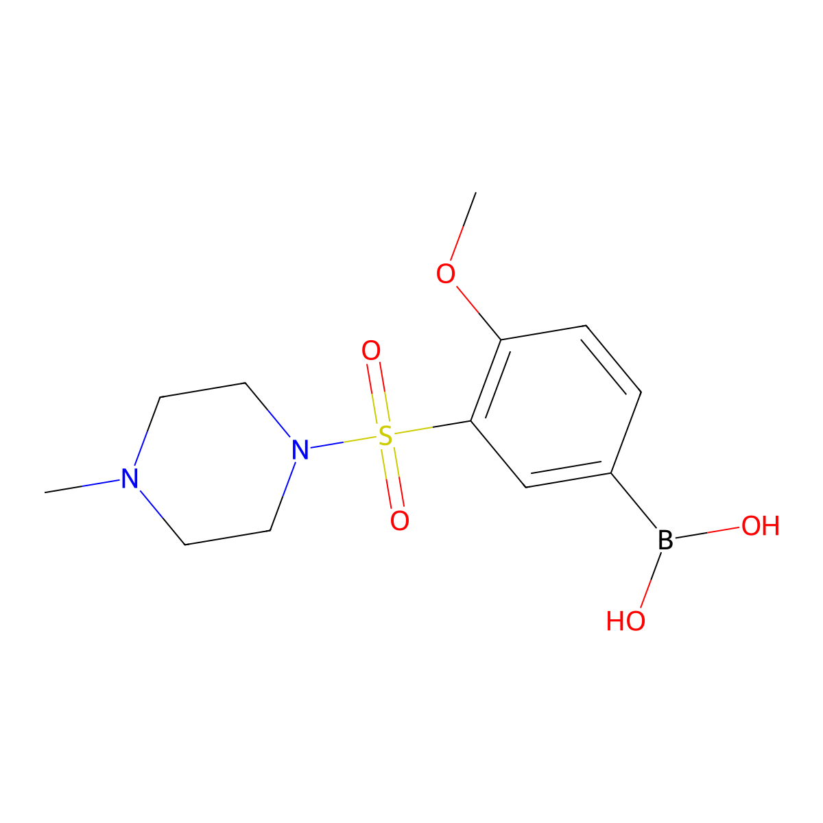(4-Methoxy-3-((4-methylpiperazin-1-yl)sulfonyl)phenyl)boronic acid molecular structure, CAS 1704080-99-8