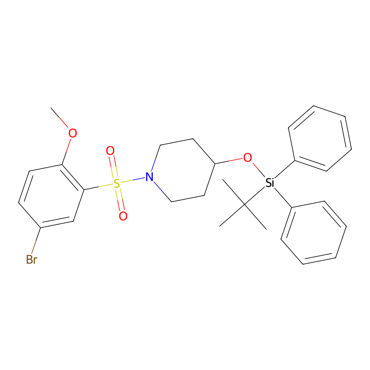 1-((5-Bromo-2-methoxyphenyl)sulfonyl)-4-((tert-butyldiphenylsilyl)oxy)piperidine molecular structure, CAS 1704081-03-7