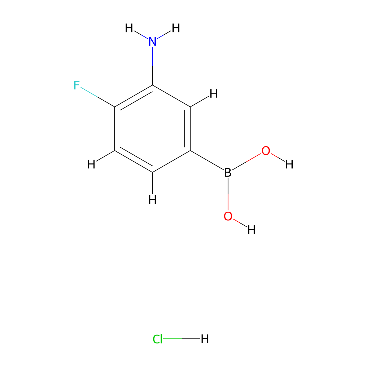 (3-Amino-4-fluorophenyl)boronic acid hydrochloride molecular structure, CAS 1704081-06-0