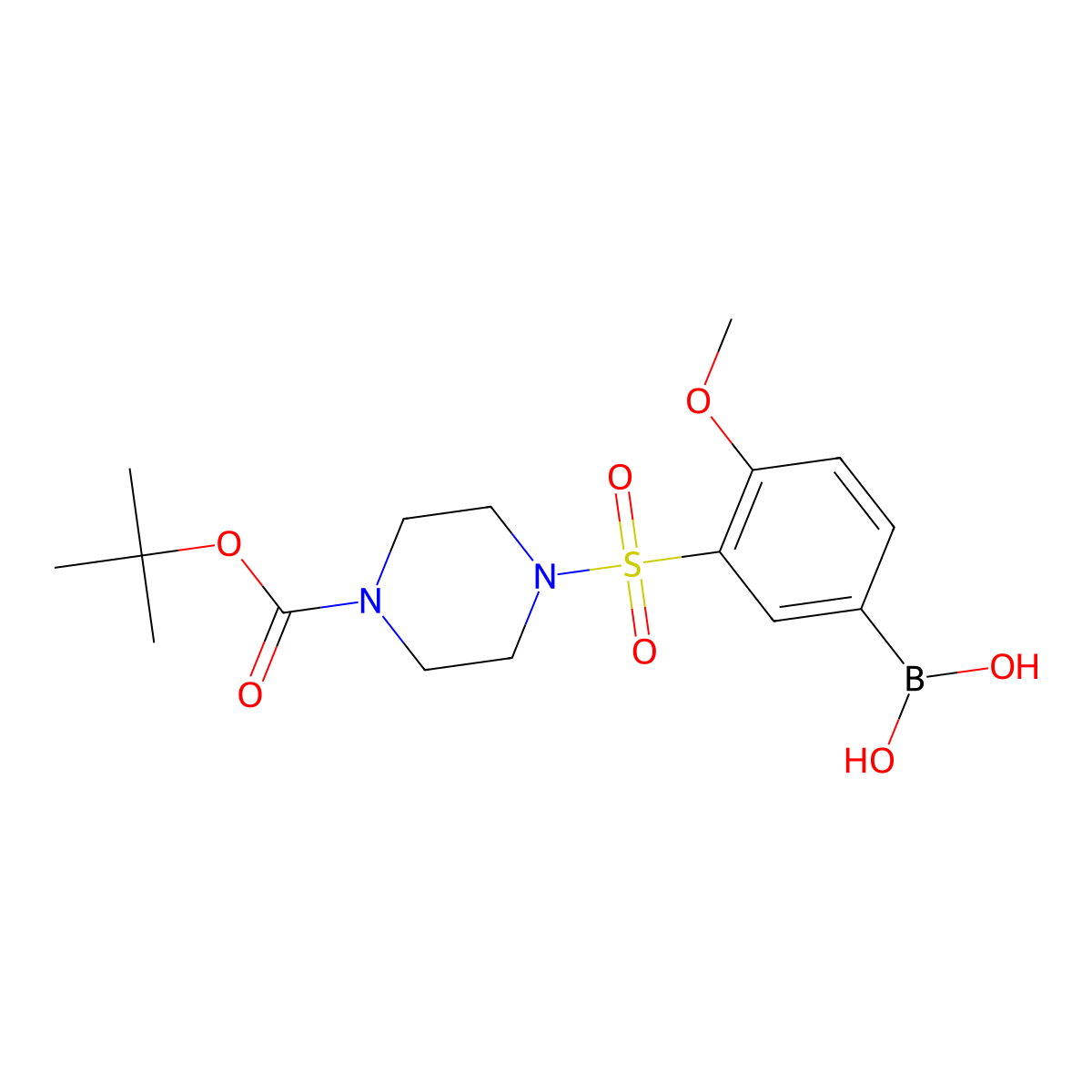 (3-((4-(Tert-butoxycarbonyl)piperazin-1-yl)sulfonyl)-4-methoxyphenyl)boronic acid molecular structure, CAS 1704081-10-6