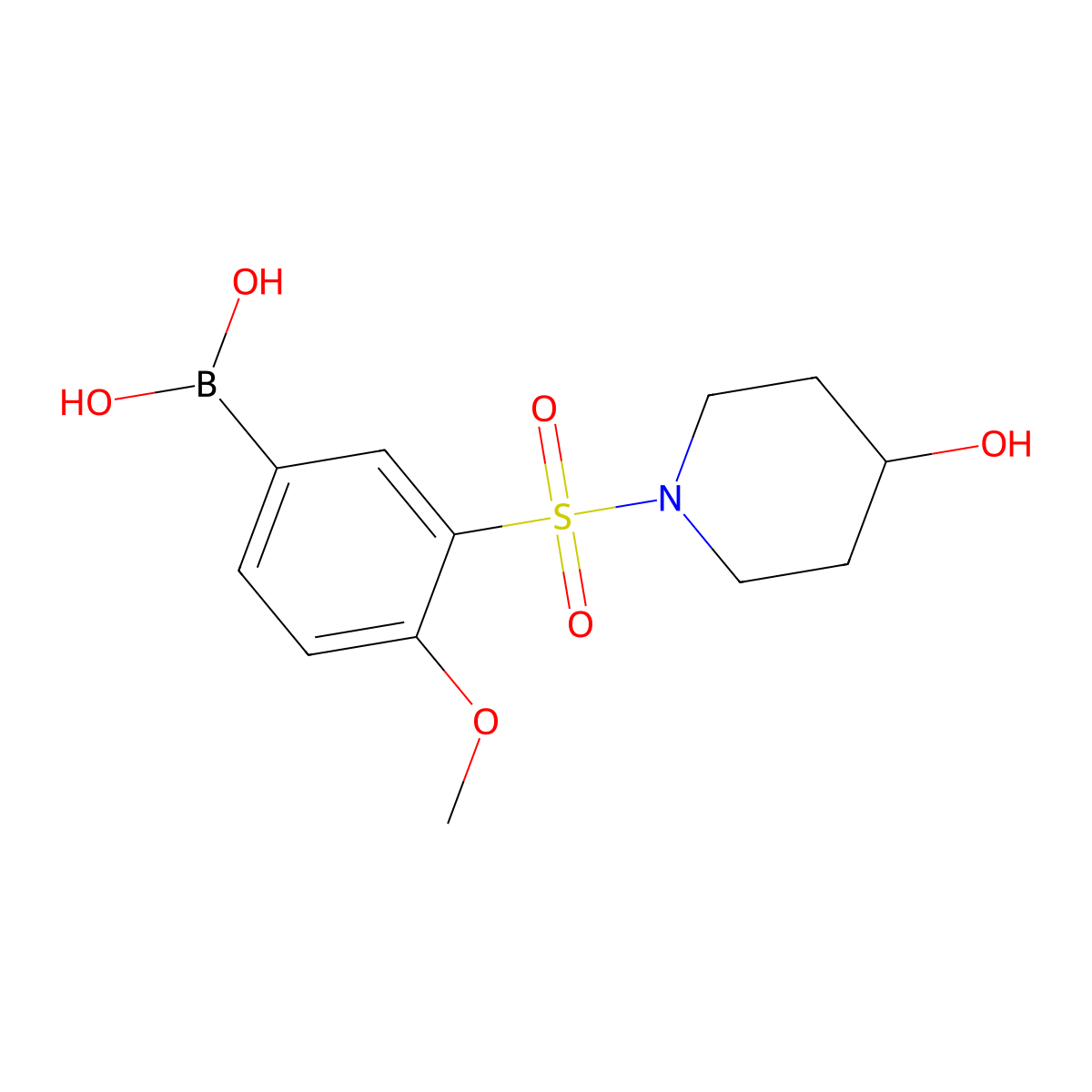 (3-((4-Hydroxypiperidin-1-yl)sulfonyl)-4-methoxyphenyl)boronic acid molecular structure, CAS 1704081-13-9