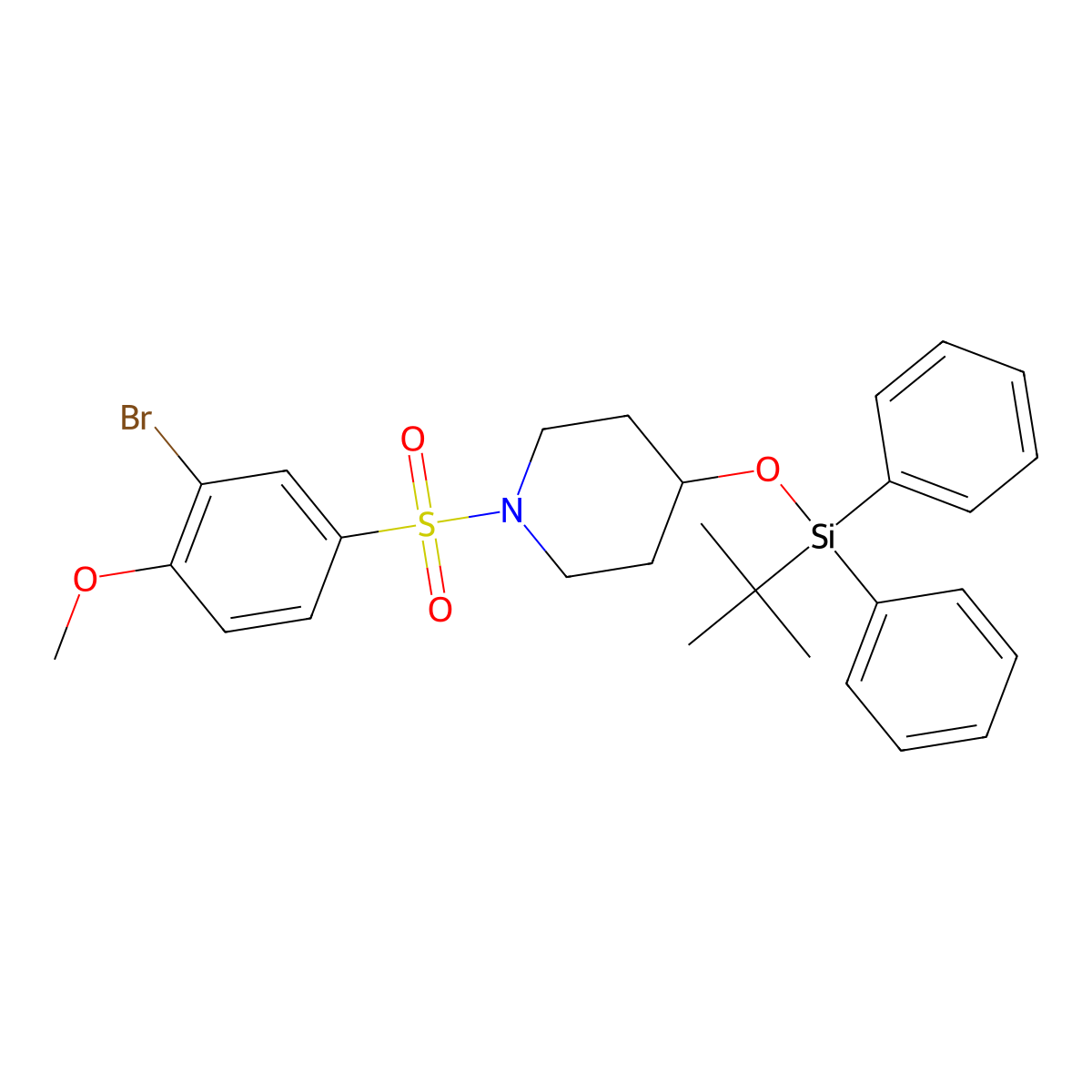 1-((3-Bromo-4-methoxyphenyl)sulfonyl)-4-((tert-butyldiphenylsilyl)oxy)piperidine molecular structure, CAS 1704081-29-7