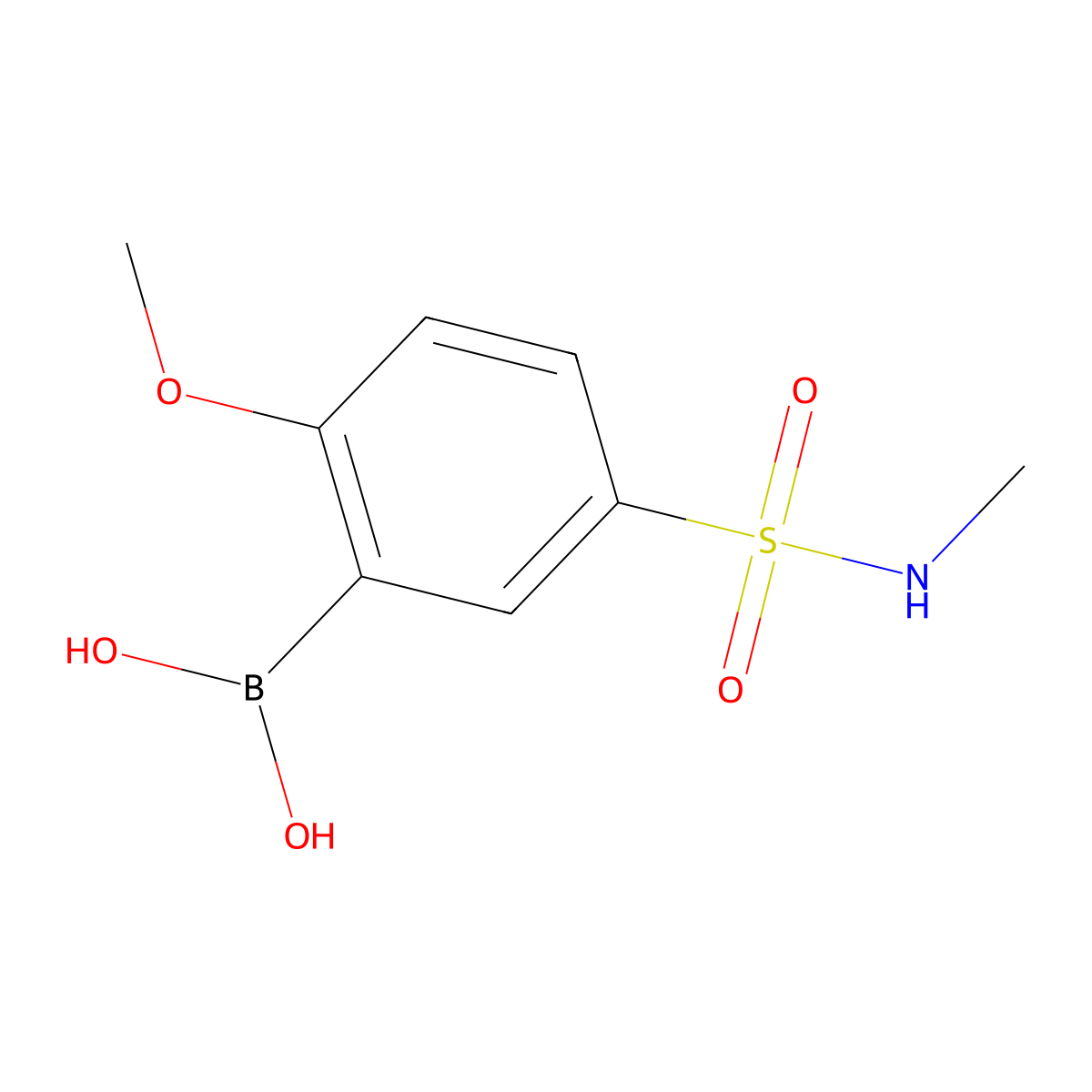 (2-methoxy-5-(N-methylsulfamoyl)phenyl)boronic acid molecular structure, CAS 1704081-32-2