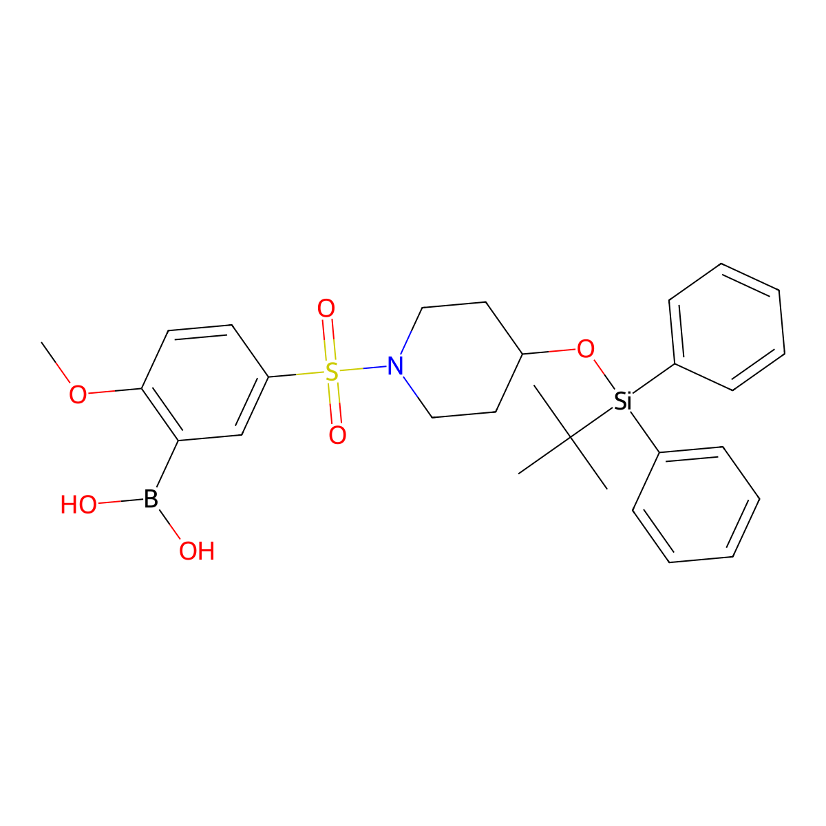 (5-((4-((Tert-butyldiphenylsilyl)oxy)piperidin-1-yl)sulfonyl)-2-methoxyphenyl)boronic acid molecular structure, CAS 1704081-35-5