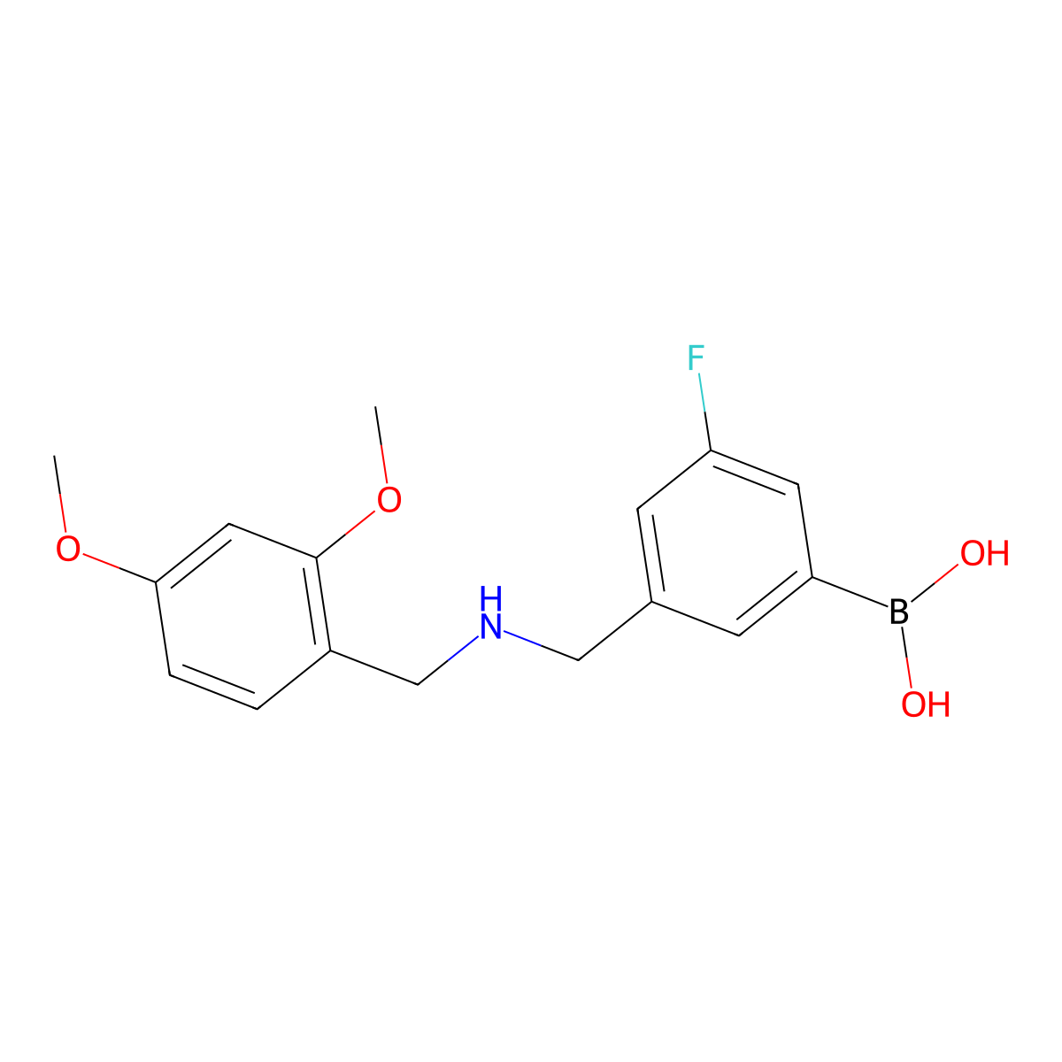 (3-(((2,4-Dimethoxybenzyl)amino)methyl)-5-fluorophenyl)boronic acid molecular structure, CAS 1704081-52-6