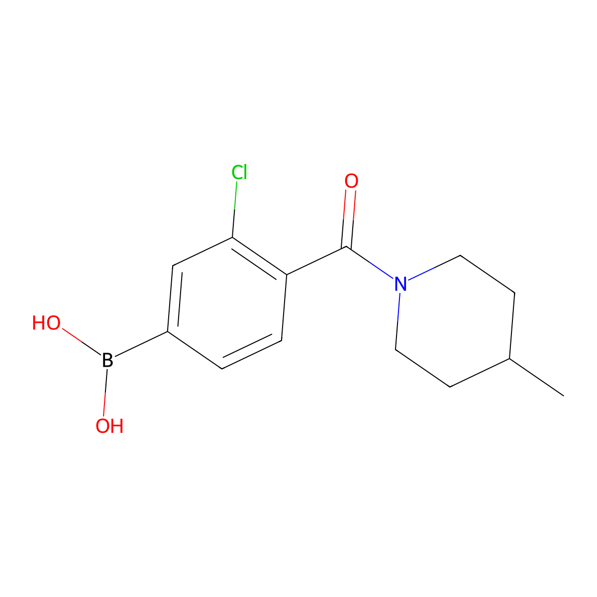 (3-Chloro-4-(4-methylpiperidine-1-carbonyl)phenyl)boronic acid molecular structure, CAS 1704081-58-2