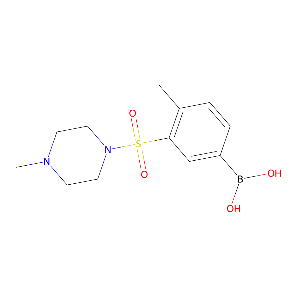 (4-Methyl-3-((4-methylpiperazin-1-yl)sulfonyl)phenyl)boronic acid molecular structure, CAS 1704081-67-3