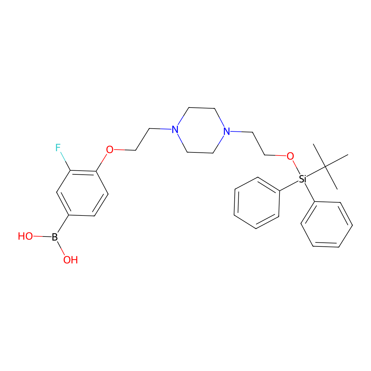 (4-(2-(4-(2-((Tert-butyldiphenylsilyl)oxy)ethyl)piperazin-1-yl)ethoxy)-3-fluorophenyl)boronic acid molecular structure, CAS 1704081-82-2