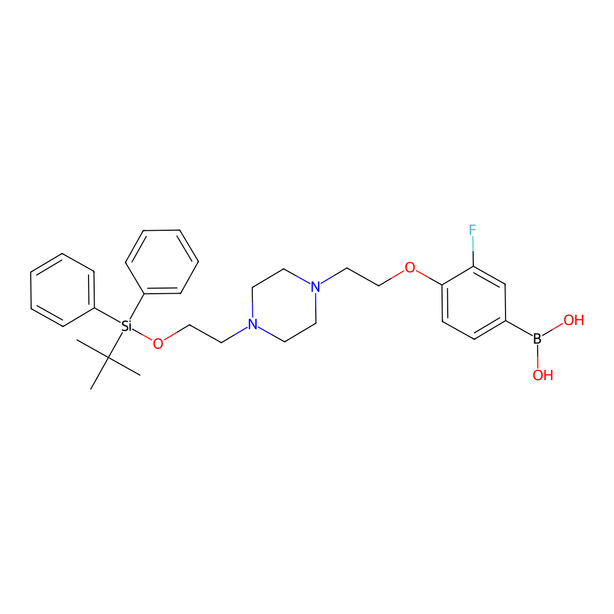 (4-(2-(4-(2-((Tert-butyldiphenylsilyl)oxy)ethyl)piperazin-1-yl)ethoxy)-3-fluorophenyl)boronic acid molecular structure, CAS 1704081-82-2