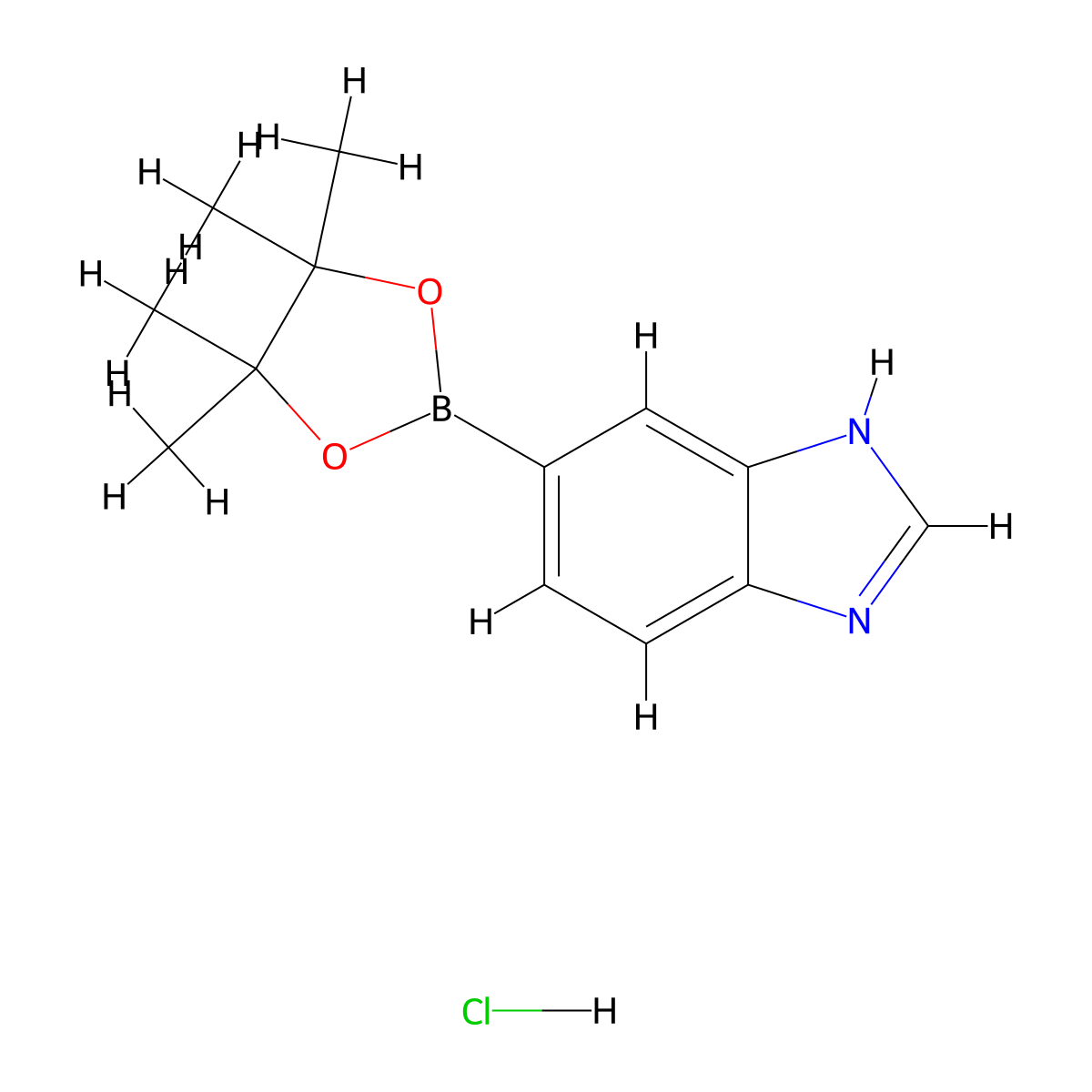 6-(4,4,5,5-tetramethyl-1,3,2-dioxaborolan-2-yl)-1H-1,3-benzodiazole hydrochloride molecular structure, CAS 1704081-85-5