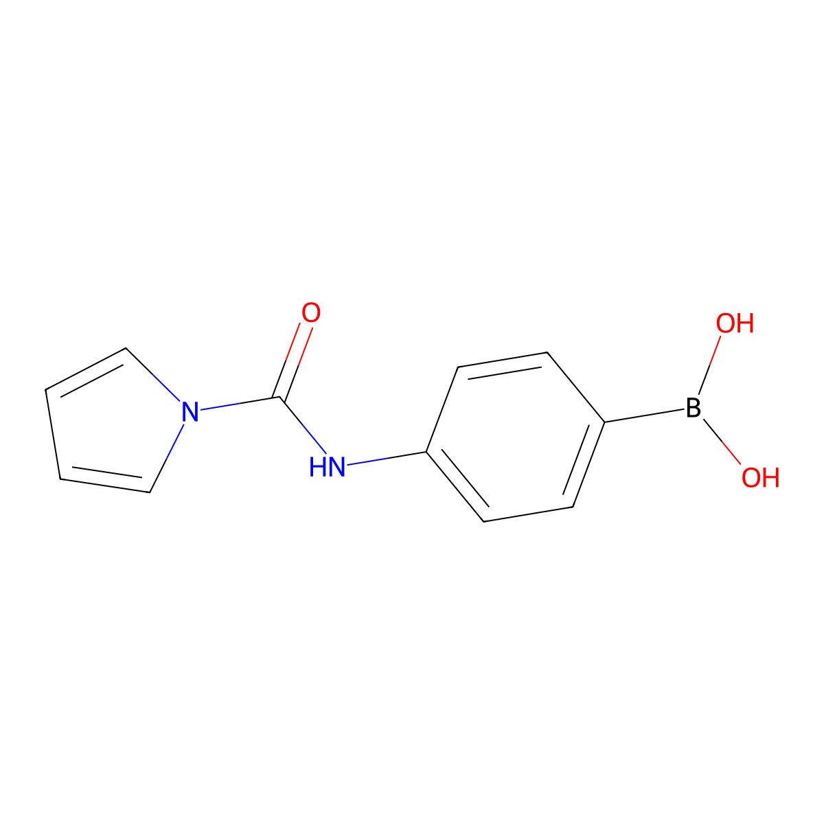 (4-(1H-pyrrole-1-carboxamido)phenyl)boronic acid molecular structure, CAS 1704081-88-8