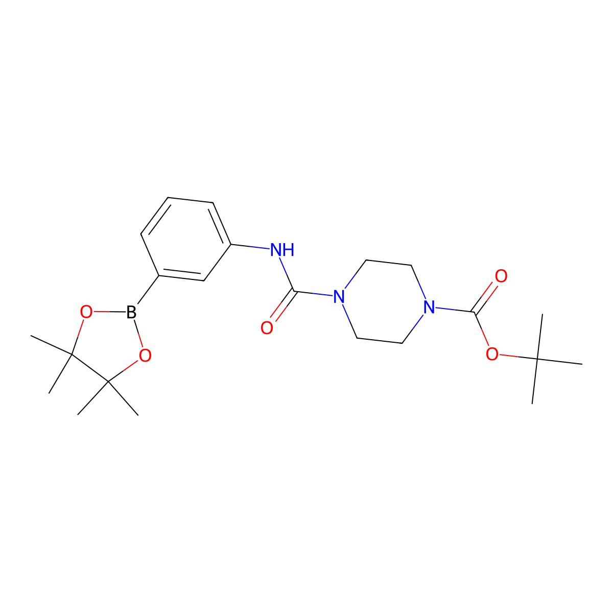 Tert-butyl4-((3-(4,4,5,5-tetramethyl-1,3,2-dioxaborolan-2-yl)phenyl)carbamoyl)piperazine-1-carboxylate molecular structure, CAS 1704081-91-3