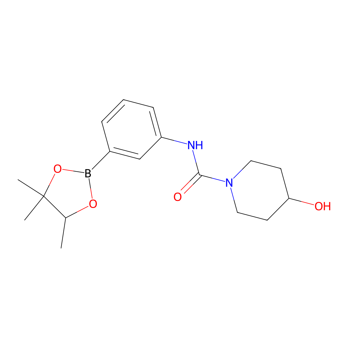 4-hydroxy-N-(3-(4,4,5-trimethyl-1,3,2-dioxaborolan-2-yl)phenyl)piperidine-1-carboxamide molecular structure, CAS 1704081-94-6