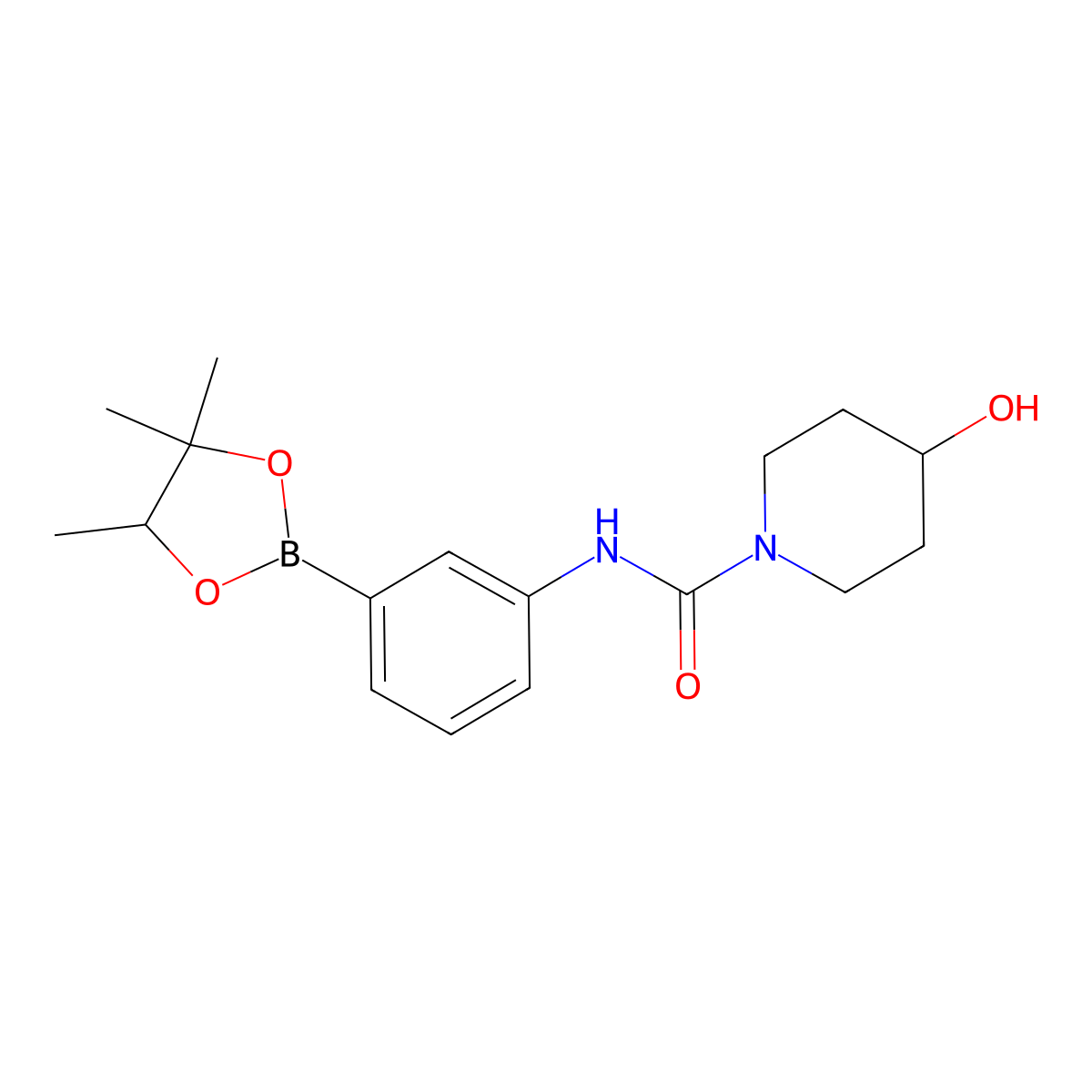 4-hydroxy-N-(3-(4,4,5-trimethyl-1,3,2-dioxaborolan-2-yl)phenyl)piperidine-1-carboxamide molecular structure, CAS 1704081-94-6