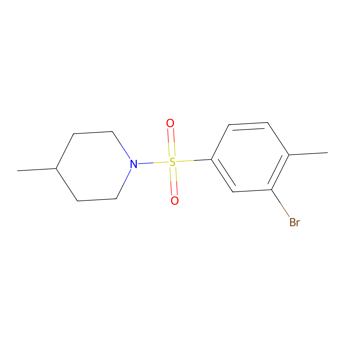 1-((3-Bromo-4-methylphenyl)sulfonyl)-4-methylpiperidine molecular structure, CAS 1704081-97-9