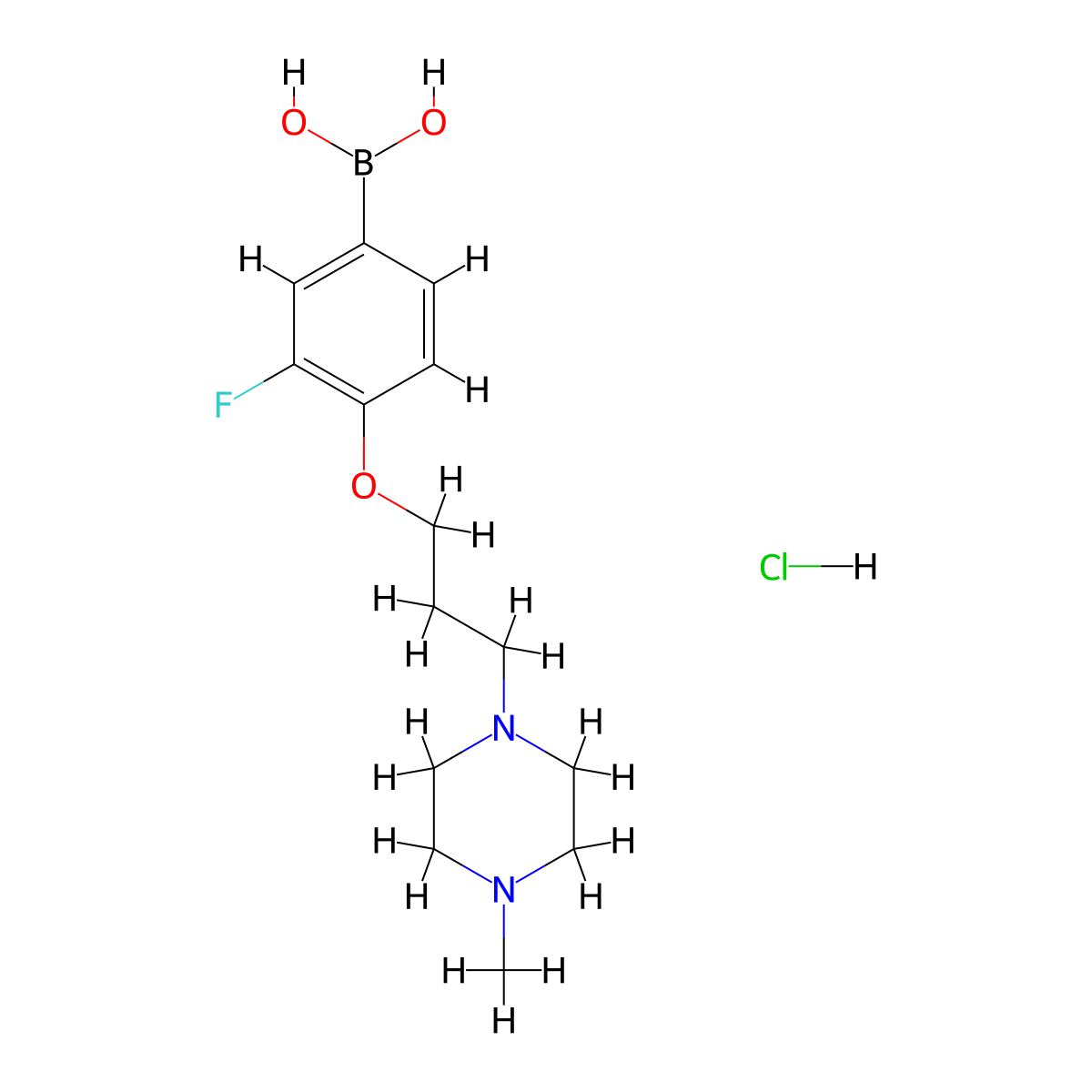 (3-Fluoro-4-(3-(4-methylpiperazin-1-yl)propoxy)phenyl)boronic acid hydrochloride molecular structure, CAS 1704082-06-3