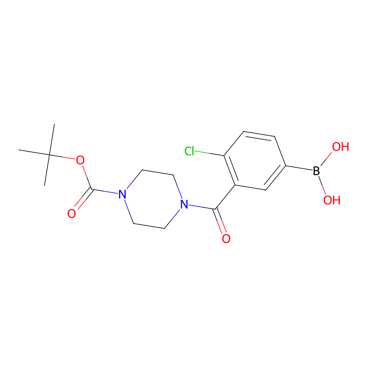 (3-(4-(Tert-butoxycarbonyl)piperazine-1-carbonyl)-4-chlorophenyl)boronic acid molecular structure, CAS 1704082-12-1