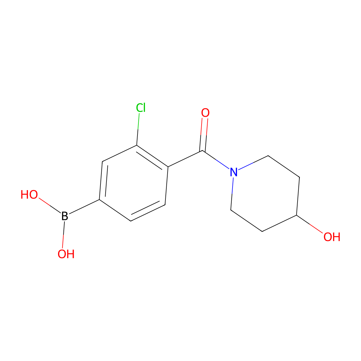 (3-Chloro-4-(4-hydroxypiperidine-1-carbonyl)phenyl)boronic acid molecular structure, CAS 1704082-36-9