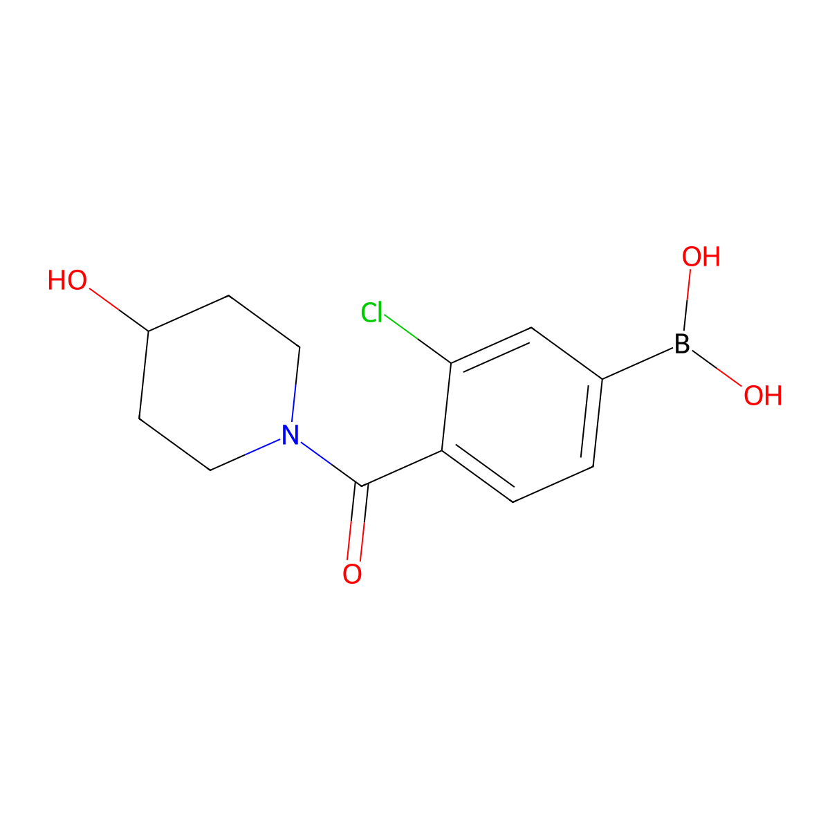 (3-Chloro-4-(4-hydroxypiperidine-1-carbonyl)phenyl)boronic acid molecular structure, CAS 1704082-36-9