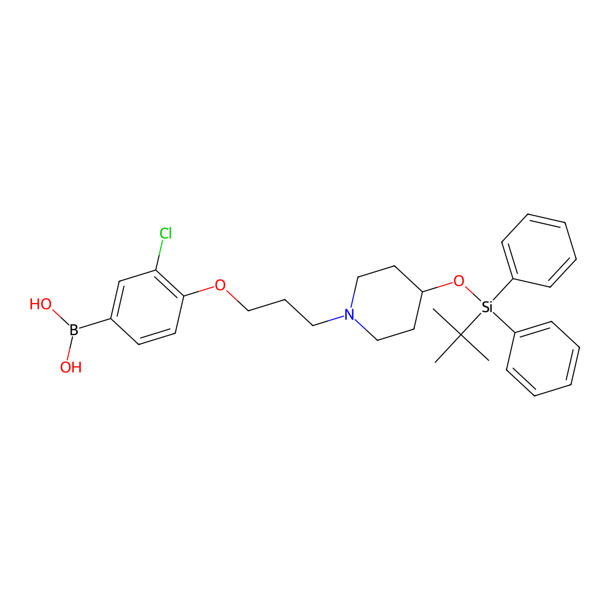(4-(3-(4-((Tert-butyldiphenylsilyl)oxy)piperidin-1-yl)propoxy)-3-chlorophenyl)boronic acid molecular structure, CAS 1704082-47-2