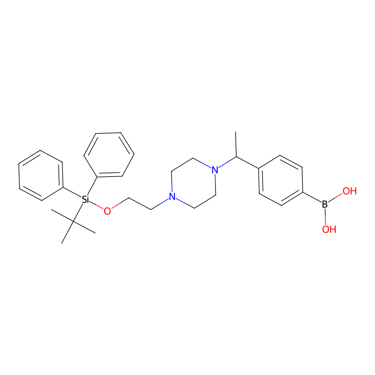 (4-(1-(4-(2-((Tert-butyldiphenylsilyl)oxy)ethyl)piperazin-1-yl)ethyl)phenyl)boronic acid molecular structure, CAS 1704082-49-4