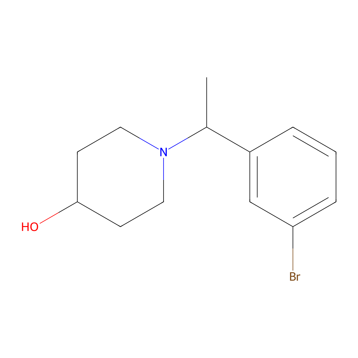 1-(1-(3-Bromophenyl)ethyl)piperidin-4-ol molecular structure, CAS 1704082-55-2