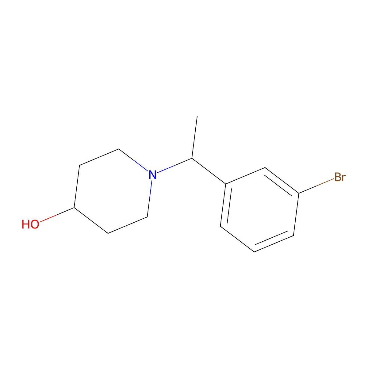 1-(1-(3-Bromophenyl)ethyl)piperidin-4-ol molecular structure, CAS 1704082-55-2