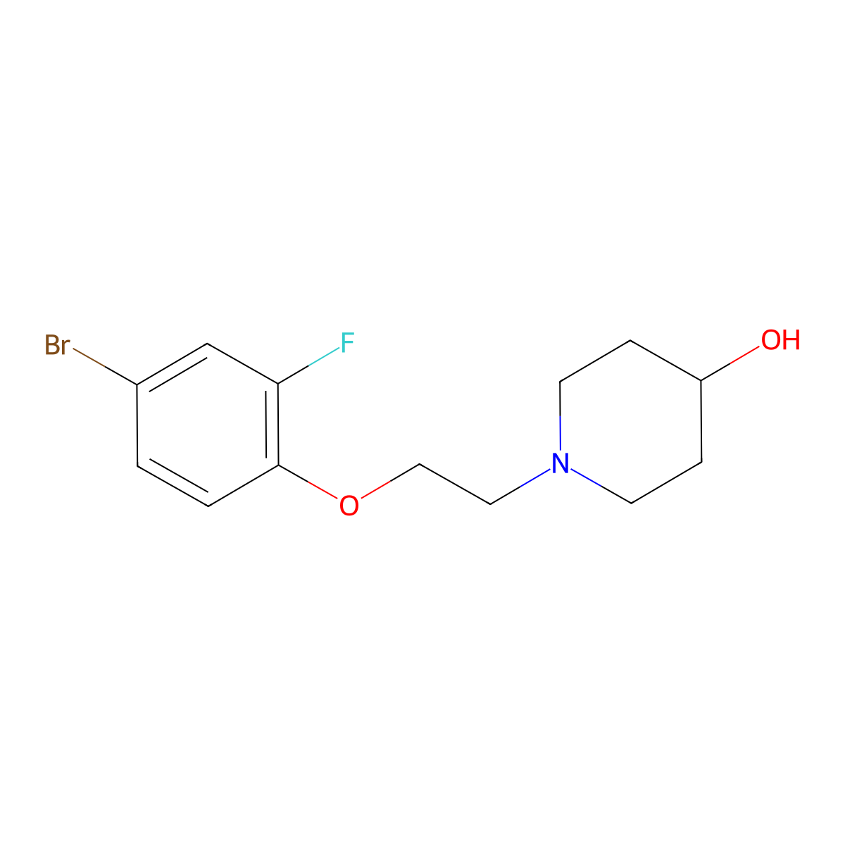 1-(2-(4-Bromo-2-fluorophenoxy)ethyl)piperidin-4-ol molecular structure, CAS 1704082-73-4