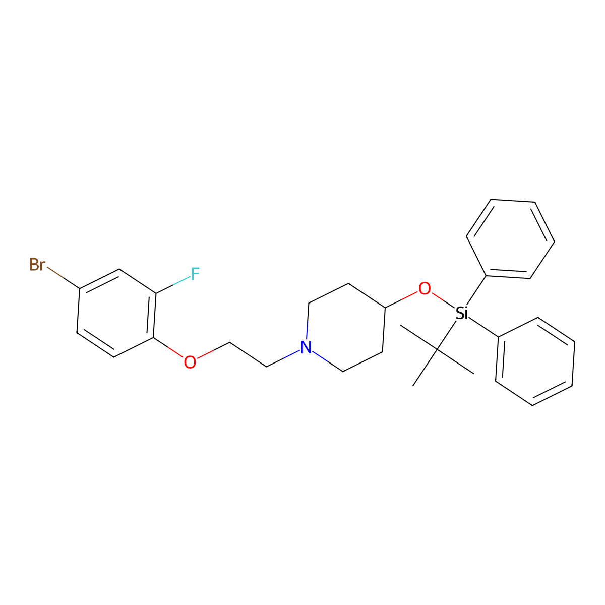 1-(2-(4-Bromo-2-fluorophenoxy)ethyl)-4-((tert-butyldiphenylsilyl)oxy)piperidine molecular structure, CAS 1704082-78-9