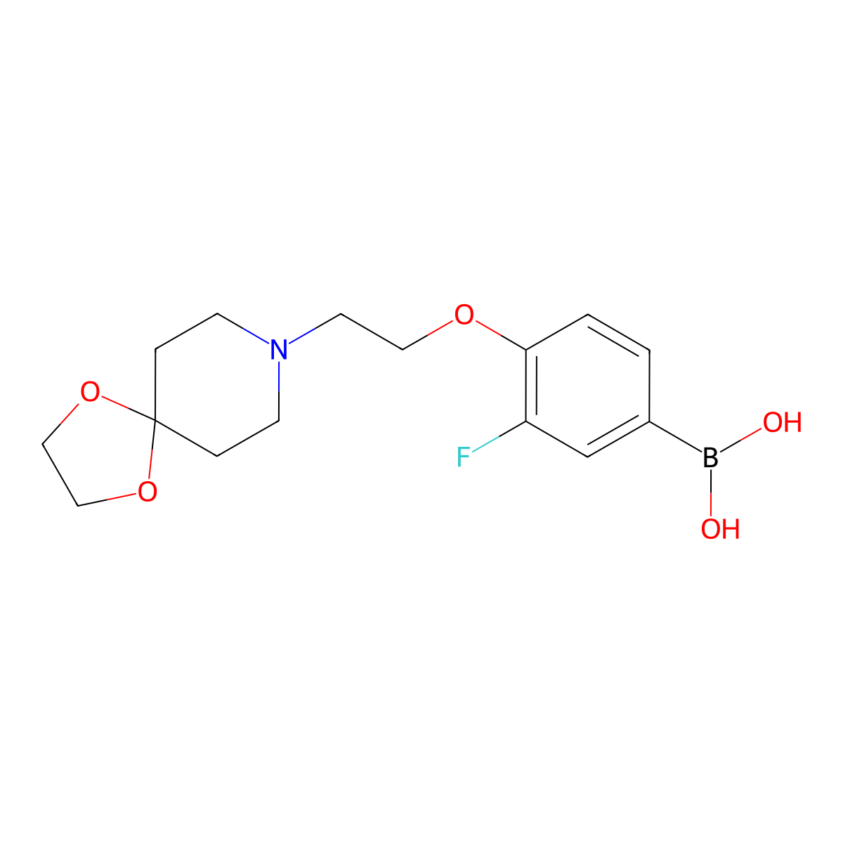 (4-(2-(1,4-Dioxa-8-azaspiro[4.5]decan-8-yl)ethoxy)-3-fluorophenyl)boronic acid molecular structure, CAS 1704082-85-8