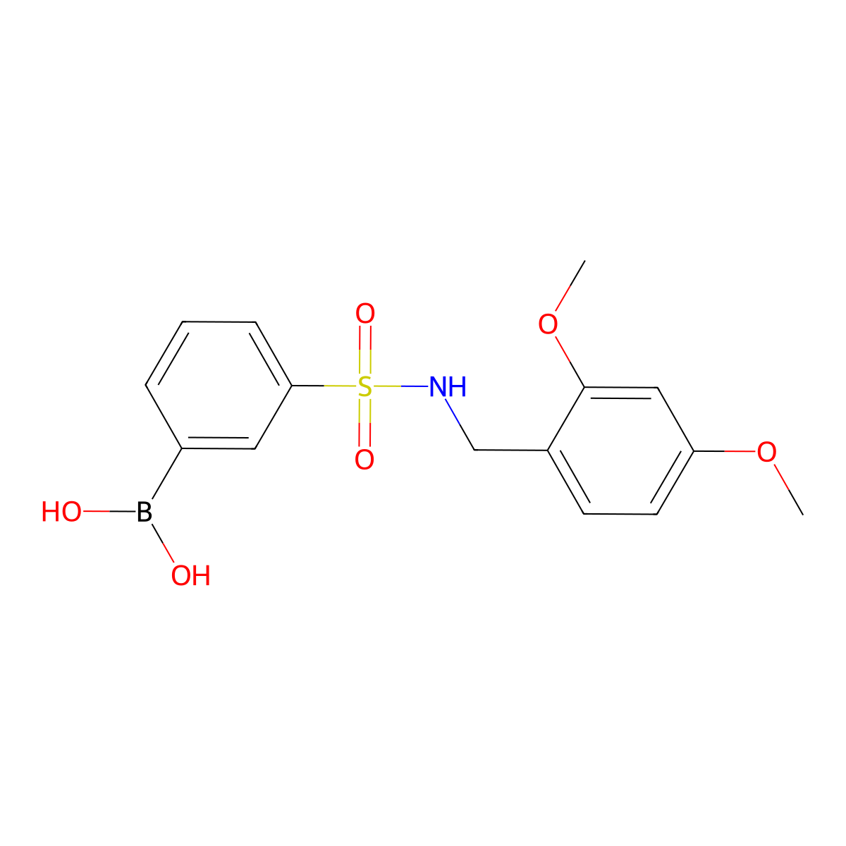 (3-(N-(2,4-dimethoxybenzyl)sulfamoyl)phenyl)boronic acid molecular structure, CAS 1704082-90-5