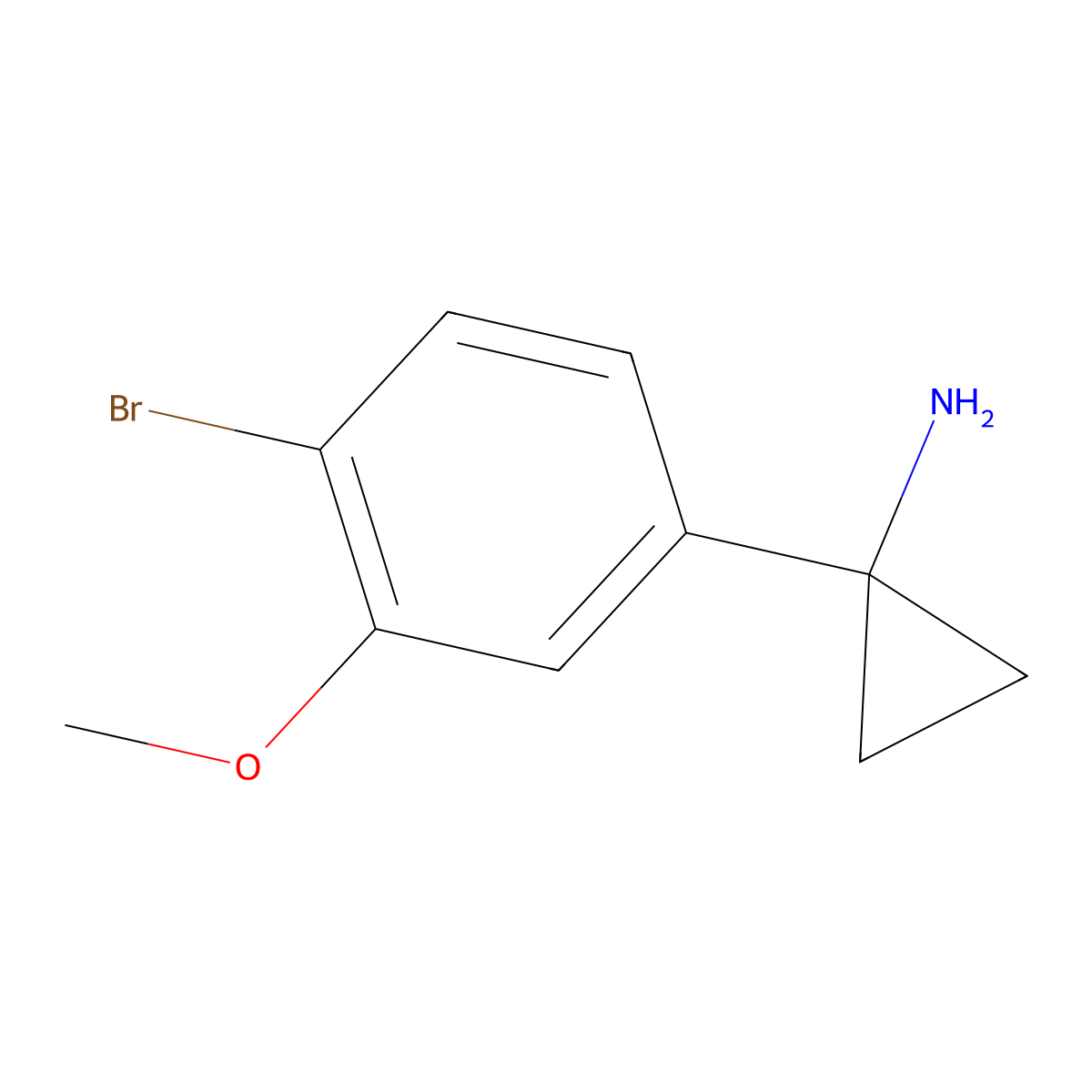 1-(4-Bromo-3-methoxyphenyl)cyclopropan-1-amine molecular structure, CAS 1704087-71-7