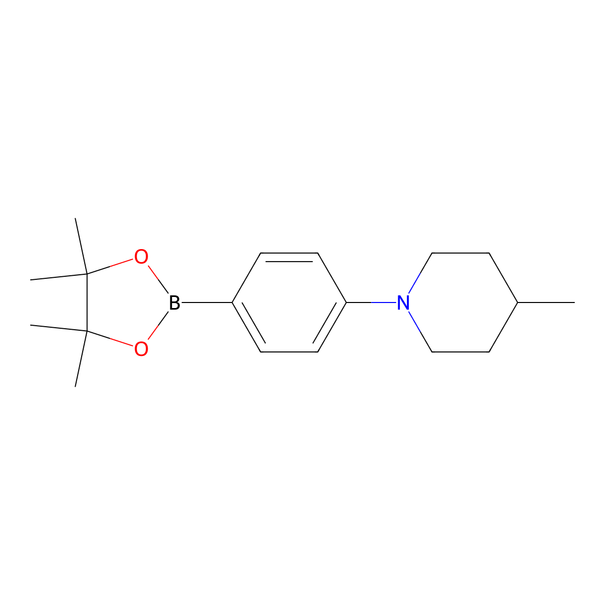4-Methyl-1-(4-(4,4,5,5-tetramethyl-1,3,2-dioxaborolan-2-yl)phenyl)piperidine molecular structure, CAS 1704095-28-2