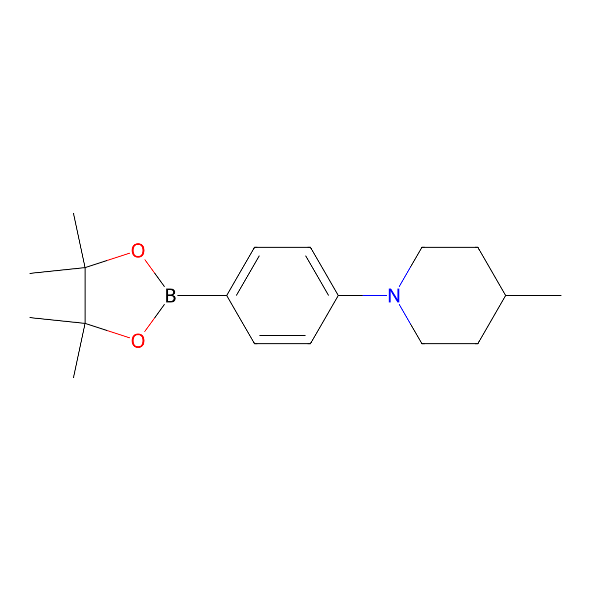 4-Methyl-1-(4-(4,4,5,5-tetramethyl-1,3,2-dioxaborolan-2-yl)phenyl)piperidine molecular structure, CAS 1704095-28-2