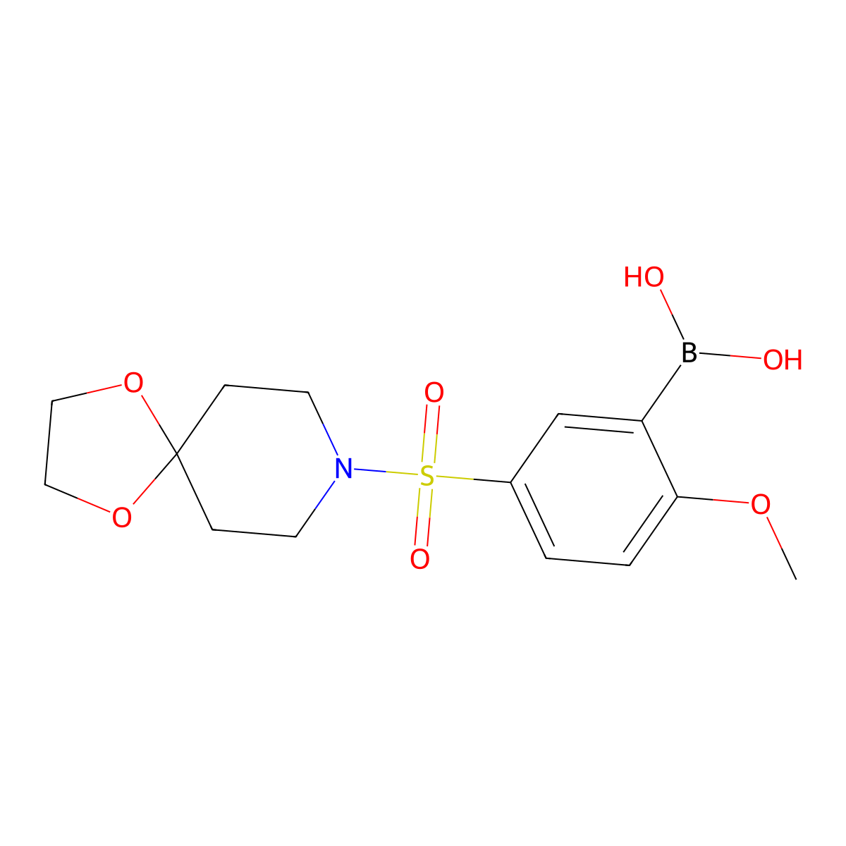 (5-(1,4-Dioxa-8-azaspiro[4.5]decan-8-ylsulfonyl)-2-methoxyphenyl)boronic acid molecular structure, CAS 1704095-38-4