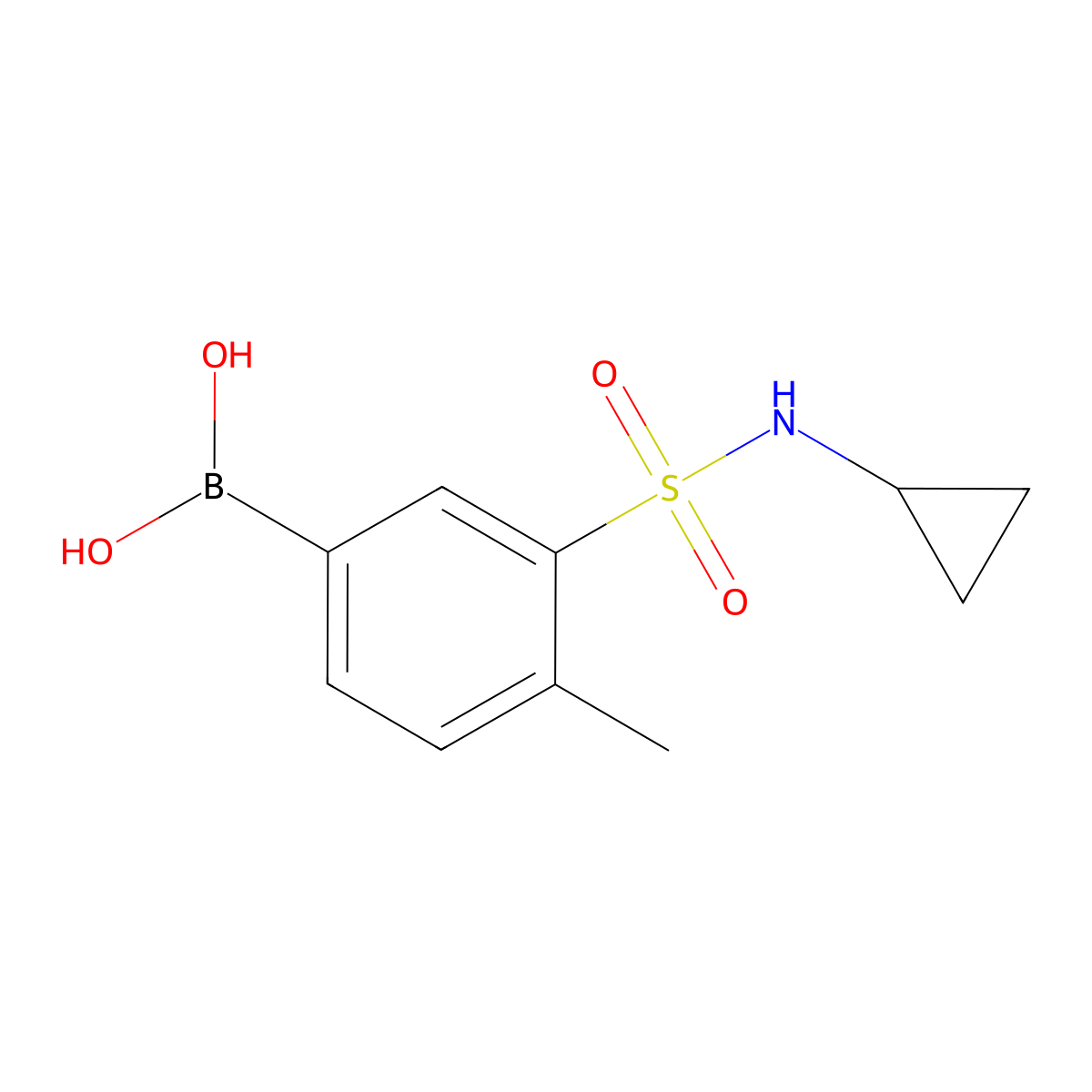 (3-(N-cyclopropylsulfamoyl)-4-methylphenyl)boronic acid molecular structure, CAS 1704095-41-9