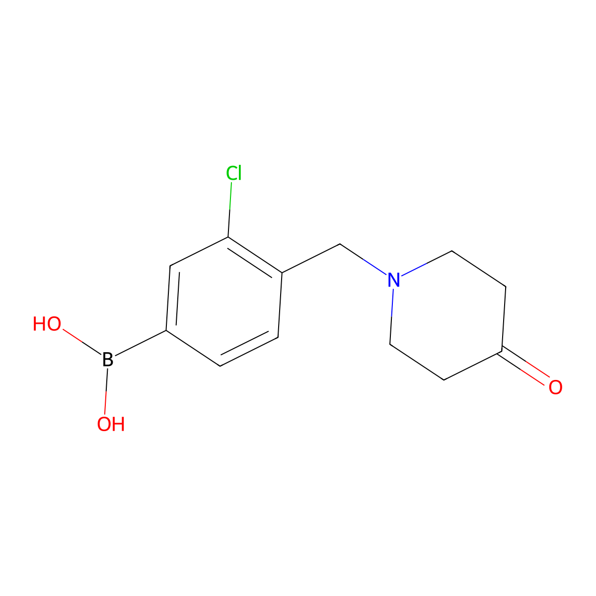 (3-Chloro-4-((4-oxopiperidin-1-yl)methyl)phenyl)boronic acid molecular structure, CAS 1704095-56-6