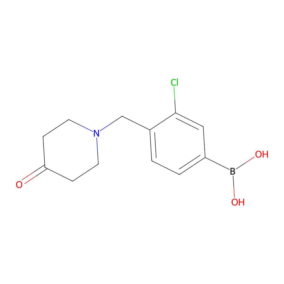 (3-Chloro-4-((4-oxopiperidin-1-yl)methyl)phenyl)boronic acid molecular structure, CAS 1704095-56-6