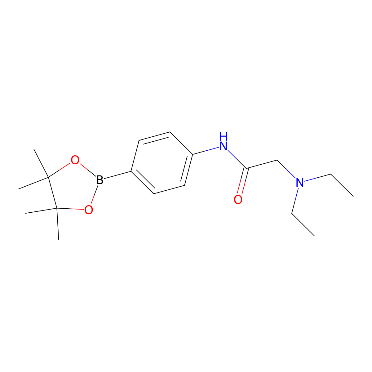 2-(diethylamino)-N-(4-(4,4,5,5-tetramethyl-1,3,2-dioxaborolan-2-yl)phenyl)acetamide molecular structure, CAS 1704095-59-9