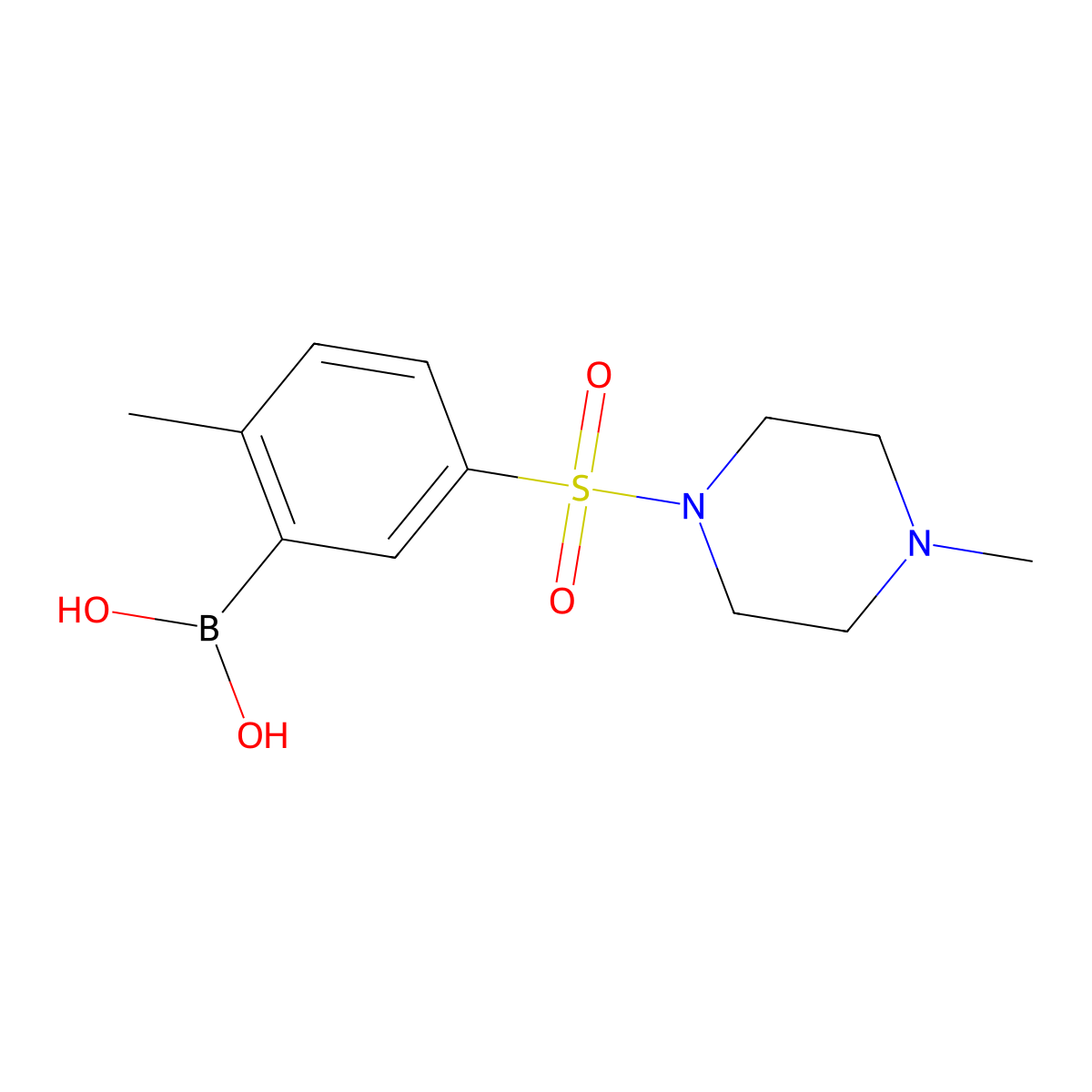 (2-Methyl-5-((4-methylpiperazin-1-yl)sulfonyl)phenyl)boronic acid molecular structure, CAS 1704095-84-0