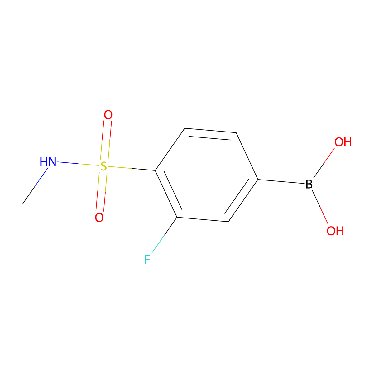 (3-fluoro-4-(N-methylsulfamoyl)phenyl)boronic acid molecular structure, CAS 1704095-91-9