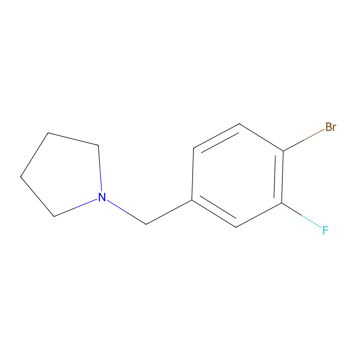 1-(4-Bromo-3-fluorobenzyl)pyrrolidine molecular structure, CAS 1704095-96-4